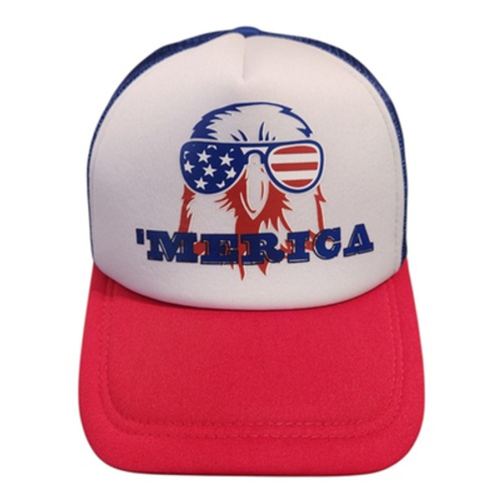 Merica Eagle Sunglasses Trucker Hat Red White Blue Patriotic Snapback Cap‎